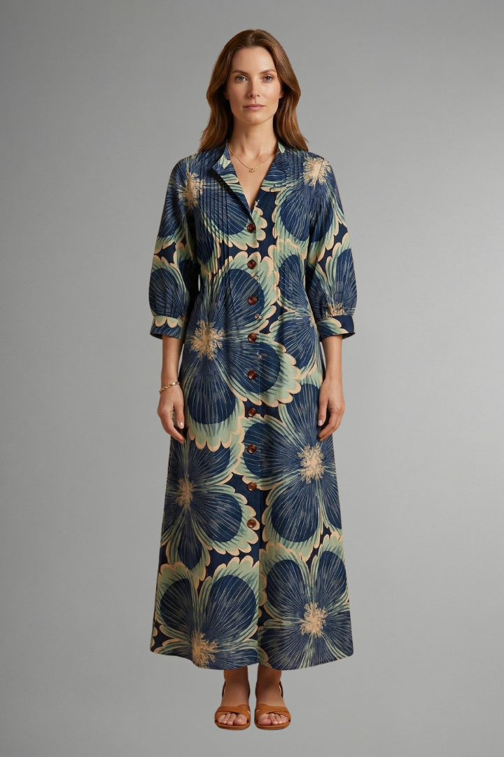Women’s Maxi Dress with Floral Pattern and Pockets