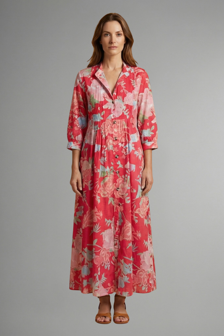 Women’s Maxi Dress with Floral Pattern and Pockets