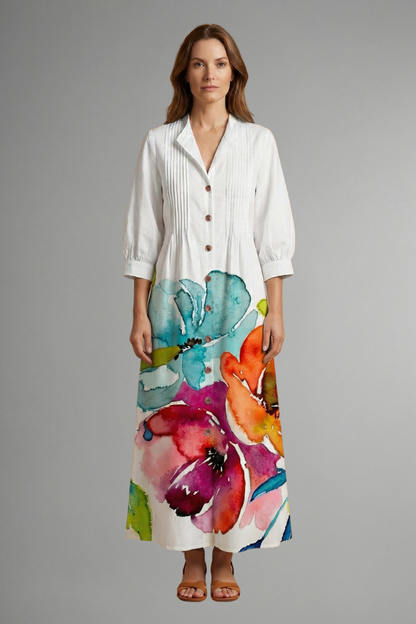 Women’s Maxi Dress with Floral Pattern and Pockets