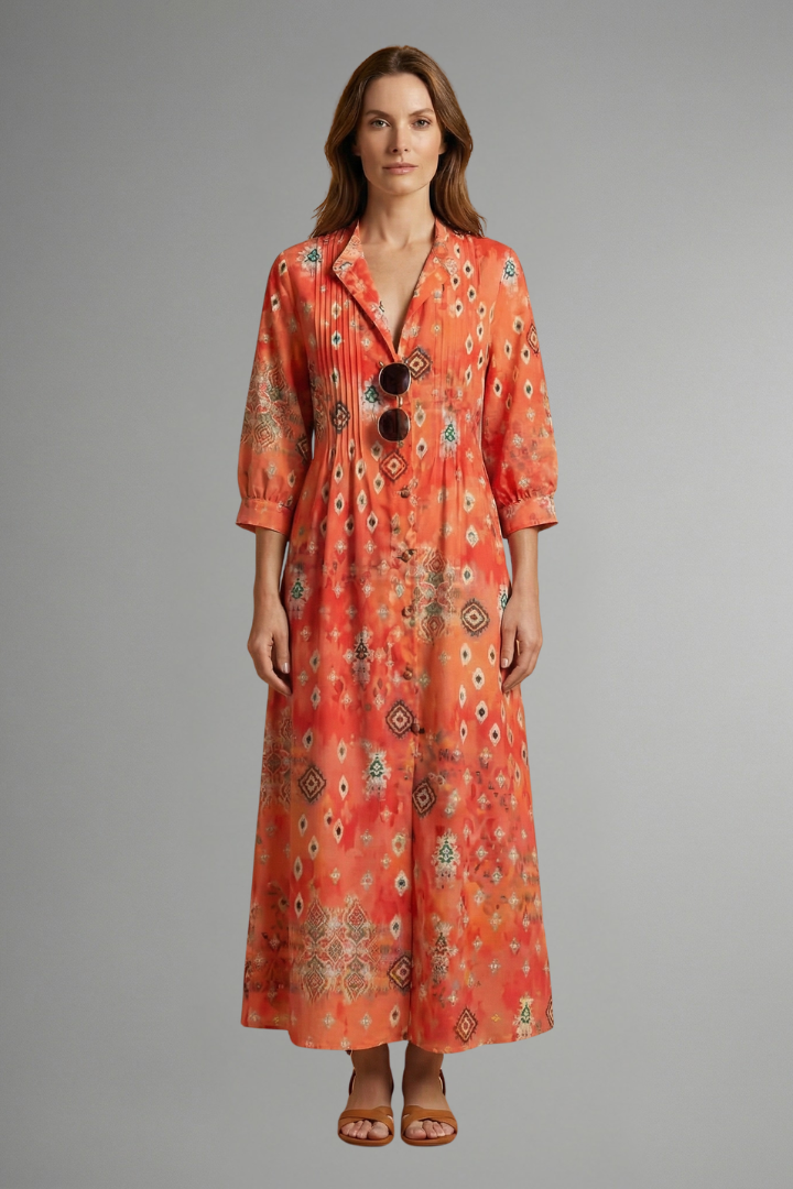 Women’s Maxi Dress with Floral Pattern and Pockets