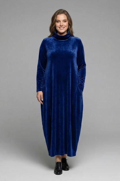 Women’s Maxi Dress with High Neck and Long Sleeves