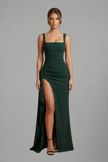 Women’s Maxi Dress with Open Back and Slip Design