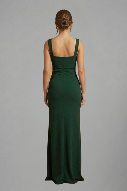 Women’s Maxi Dress with Open Back and Slip Design