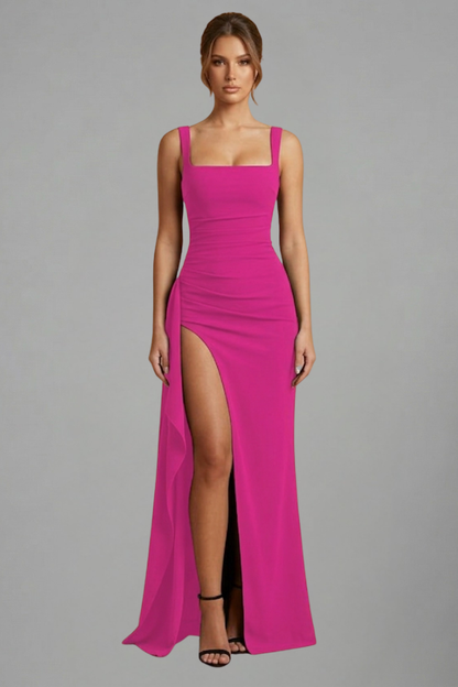 Women’s Maxi Dress with Open Back and Slip Design