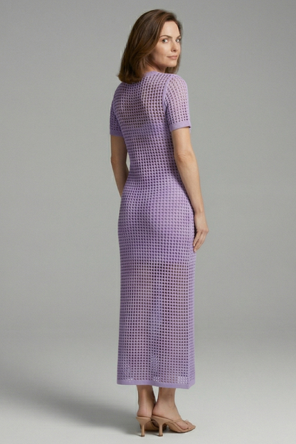Women’s Maxi Dress with Short Sleeves and Cut-Out Surface