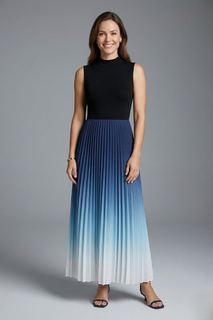 Women’s Maxi Dress with Sleeveless Design and Pleated Skirt