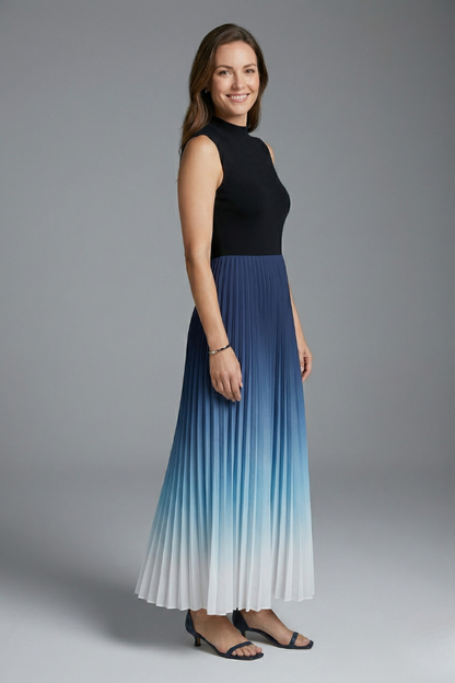 Women’s Maxi Dress with Sleeveless Design and Pleated Skirt