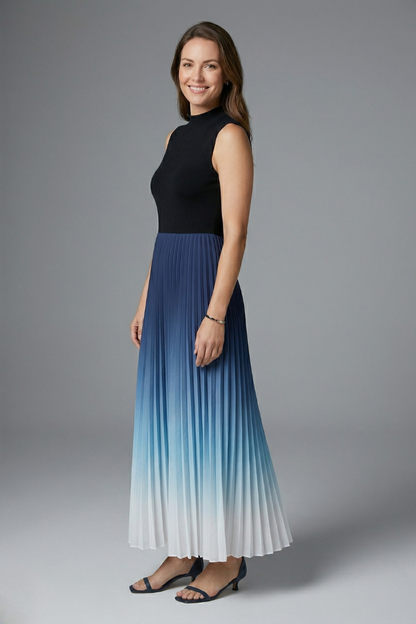 Women’s Maxi Dress with Sleeveless Design and Pleated Skirt