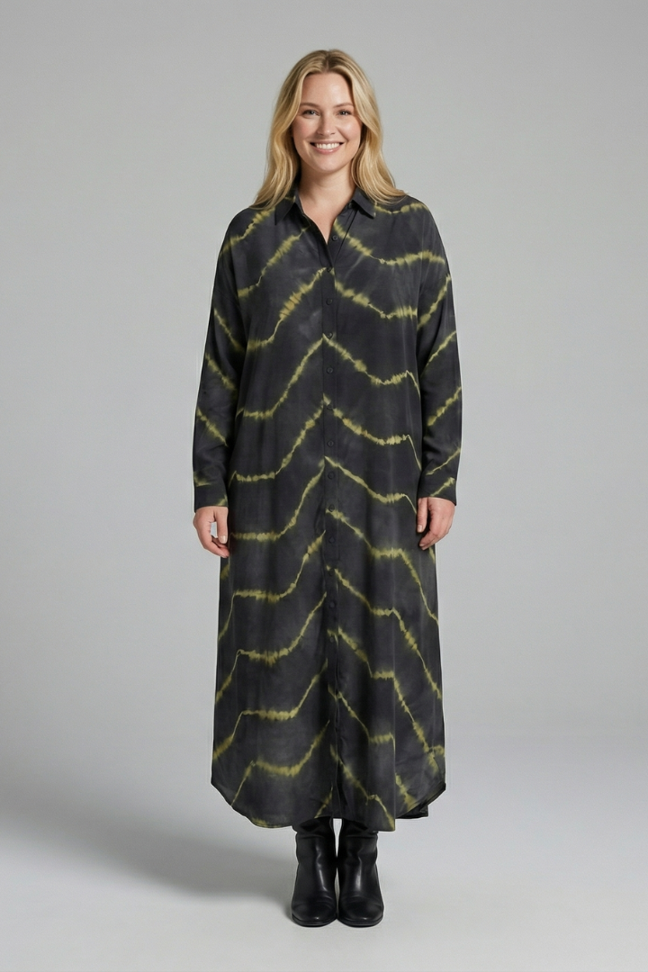 Women’s Maxi Dress with V-Neck and Button Closure
