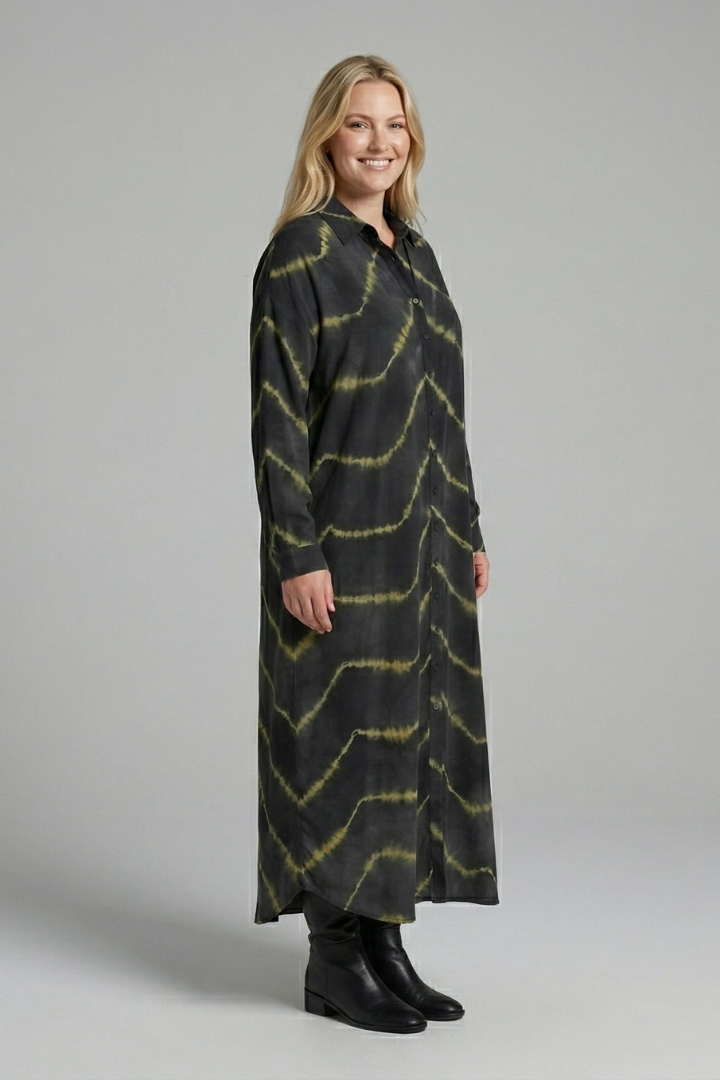 Women’s Maxi Dress with V-Neck and Button Closure