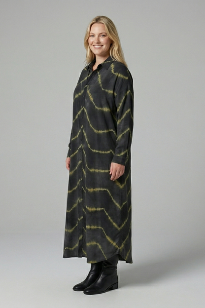 Women’s Maxi Dress with V-Neck and Button Closure