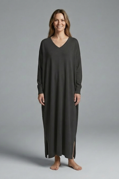 Women’s Maxi Dress with V-Neck and Long Sleeves
