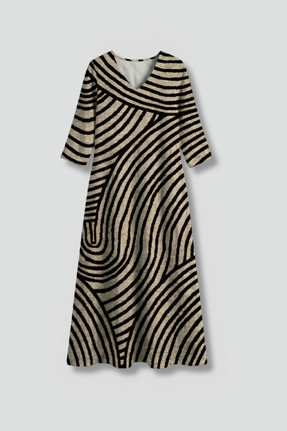 Women’s Maxi Dress with V-Neck and Short Sleeves
