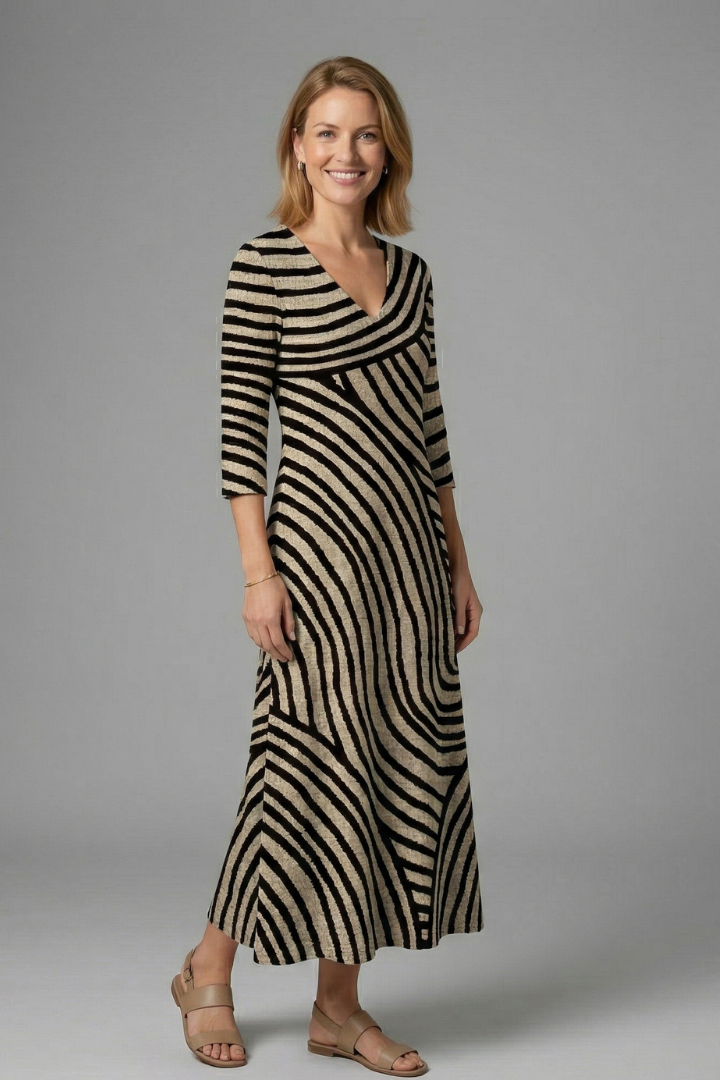 Women’s Maxi Dress with V-Neck and Short Sleeves