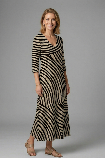 Women’s Maxi Dress with V-Neck and Short Sleeves