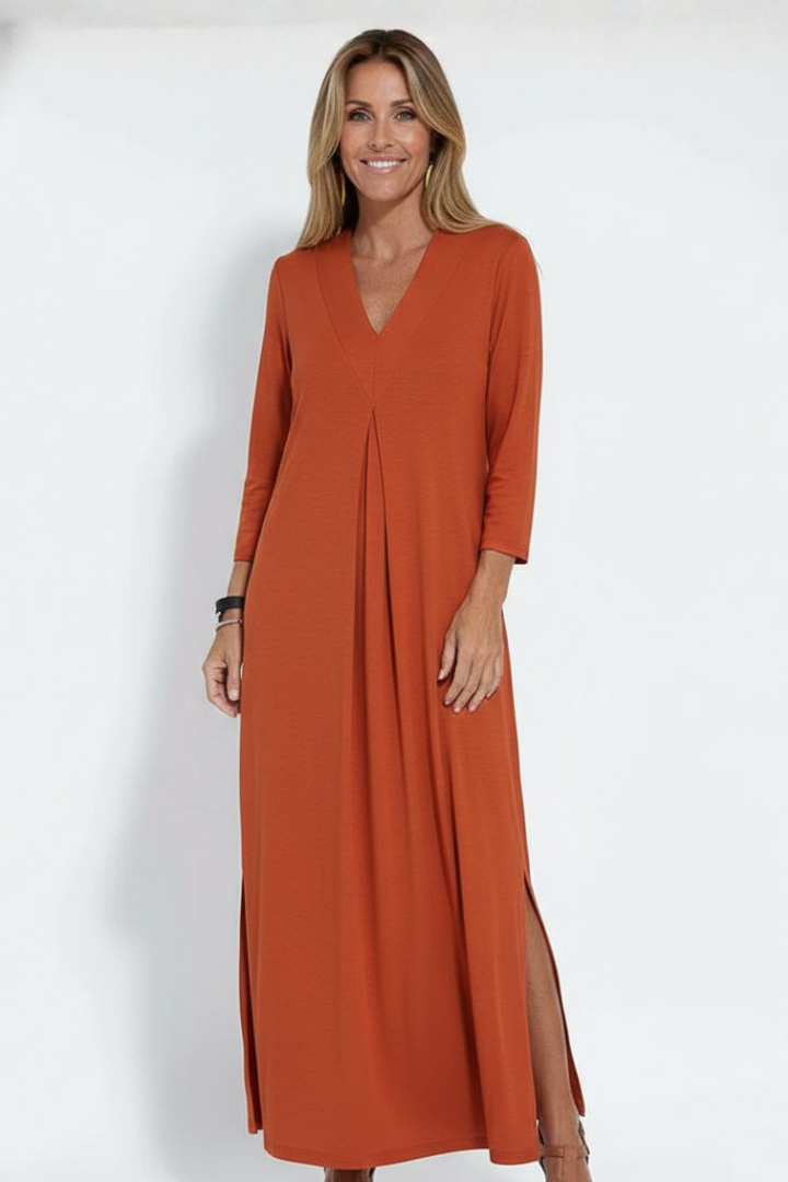 Women's V-Neck Side Slit Maxi Dress
