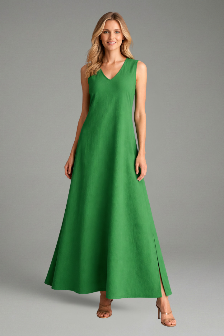 Women's V-Neck Side Slit Maxi Dress
