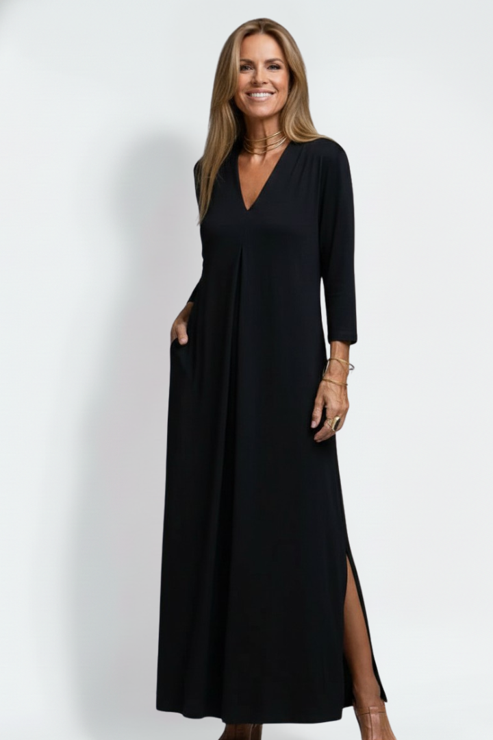 Women's V-Neck Side Slit Maxi Dress