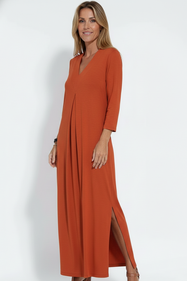 Women's V-Neck Side Slit Maxi Dress
