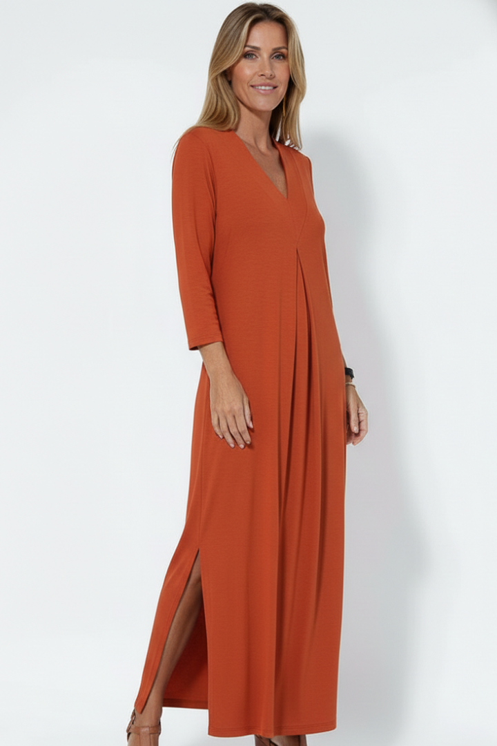 Women's V-Neck Side Slit Maxi Dress