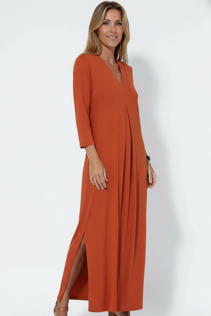 Women's V-Neck Side Slit Maxi Dress