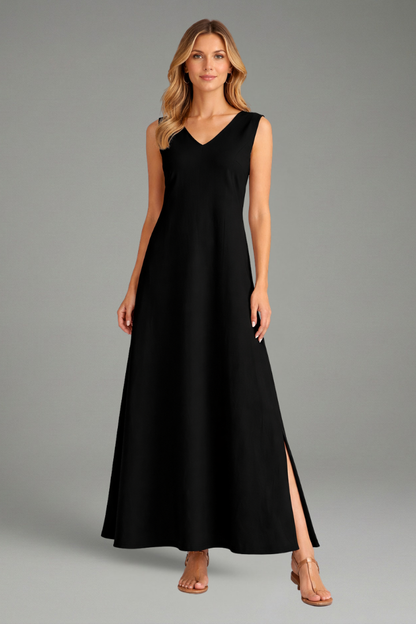 Women's V-Neck Side Slit Maxi Dress