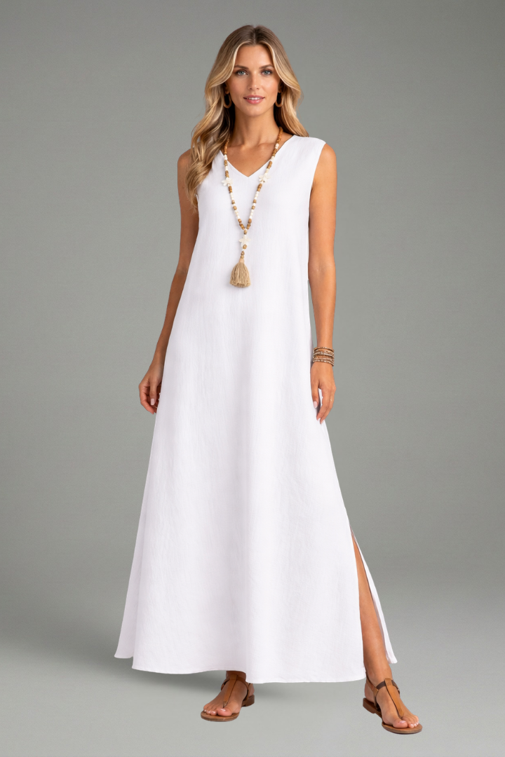 Women's V-Neck Side Slit Maxi Dress