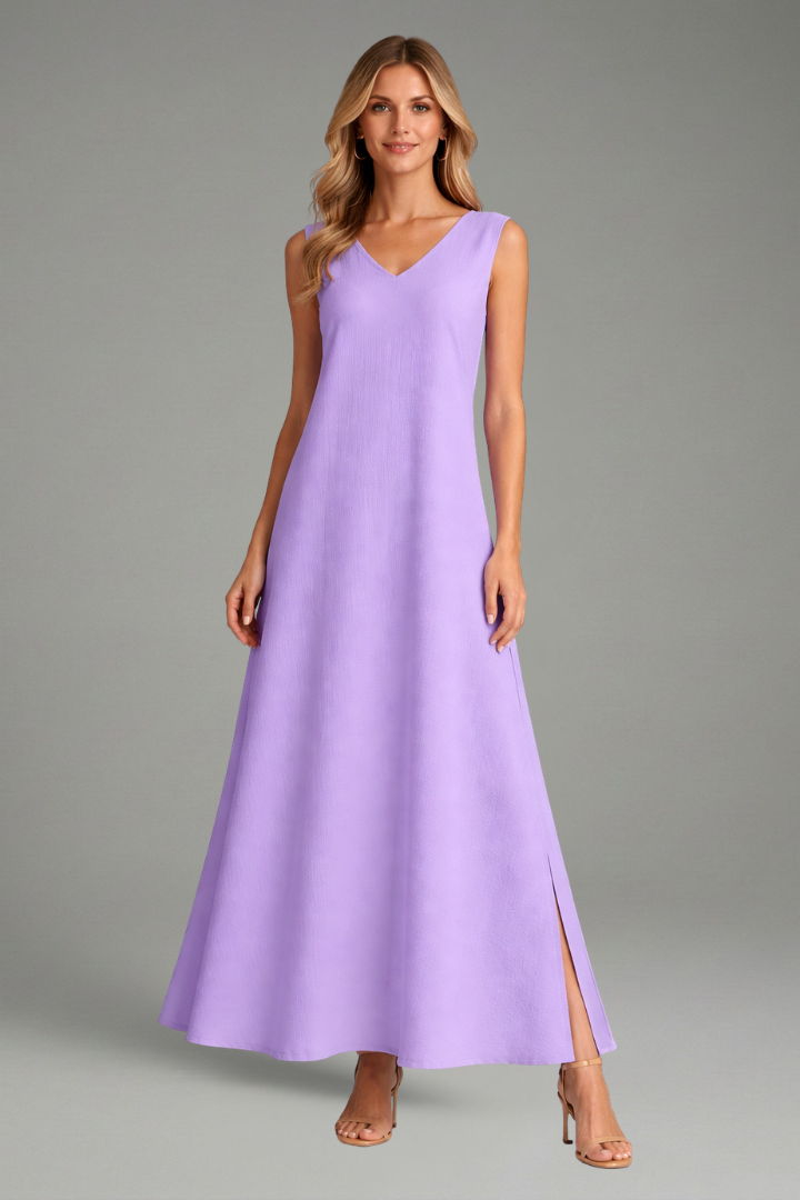 Women's V-Neck Side Slit Maxi Dress