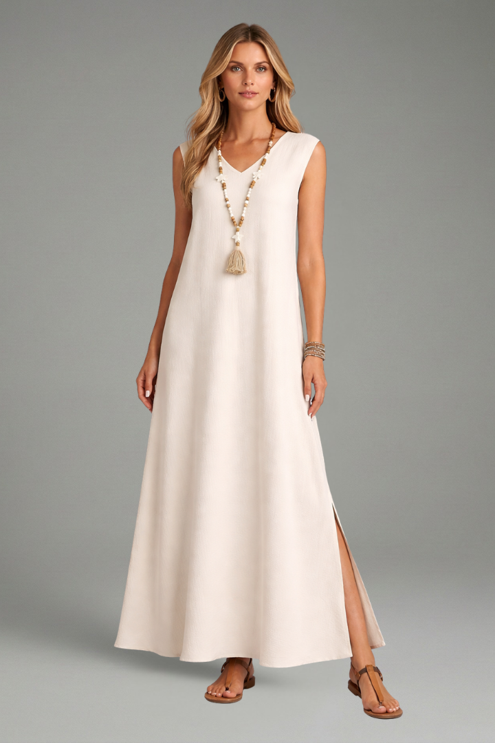Women's V-Neck Side Slit Maxi Dress
