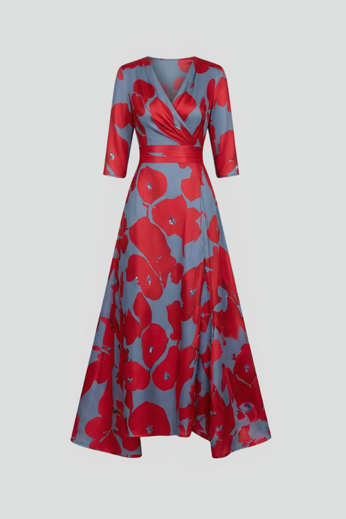 Women’s Maxi Dress with V-Neck and Wrap Waist