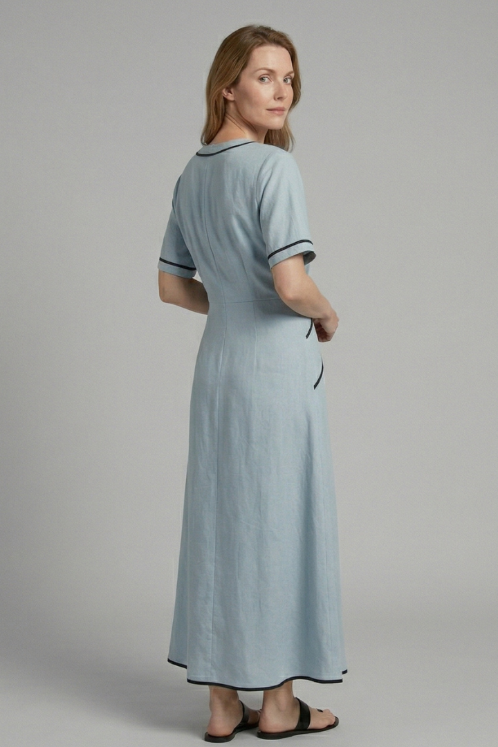 Women’s Maxi Dress with V Neck and Draped Waist