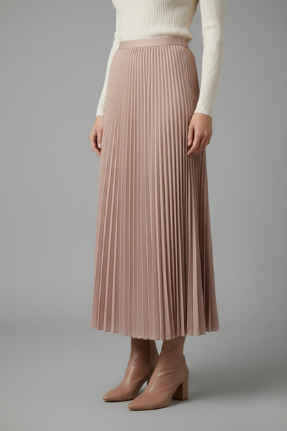 Women's Pleated Surface Elastic Waist Maxi Skirt