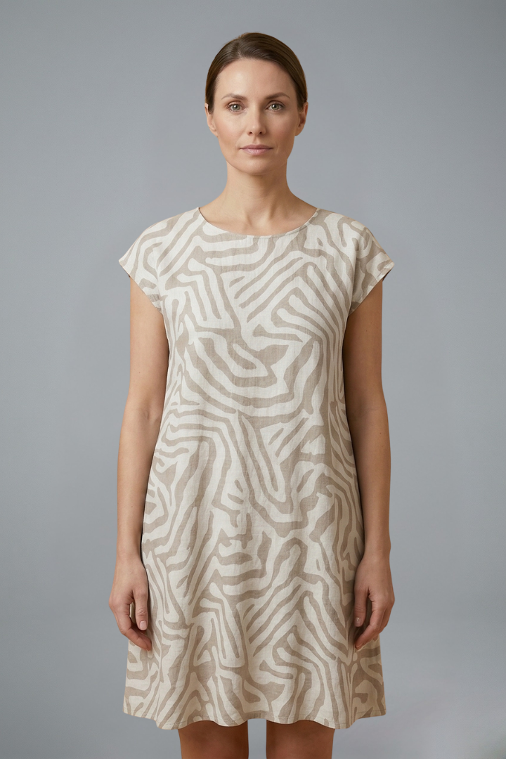 Women’s Midi Dress with A-Line Fit and Flared Sleeves
