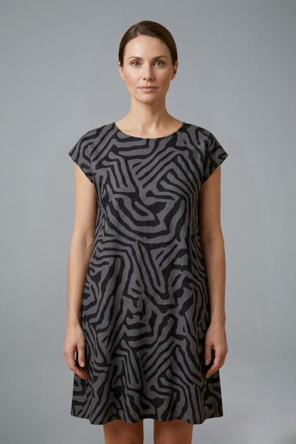 Women’s Midi Dress with A-Line Fit and Flared Sleeves