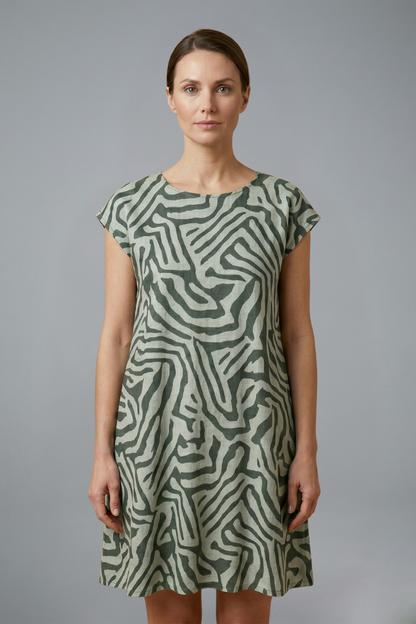 Women’s Midi Dress with A-Line Fit and Flared Sleeves