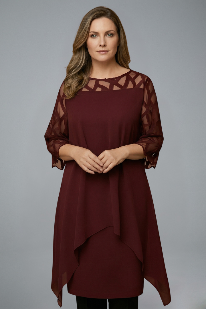 Women’s Midi Dress with Adjustable Fit and Short Sleeves