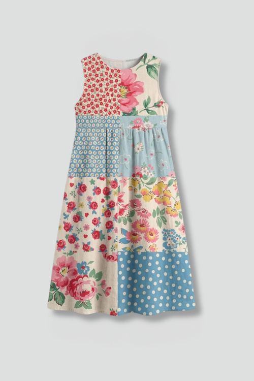 Women’s Midi Dress with Sleeveless Design and Linen Blend