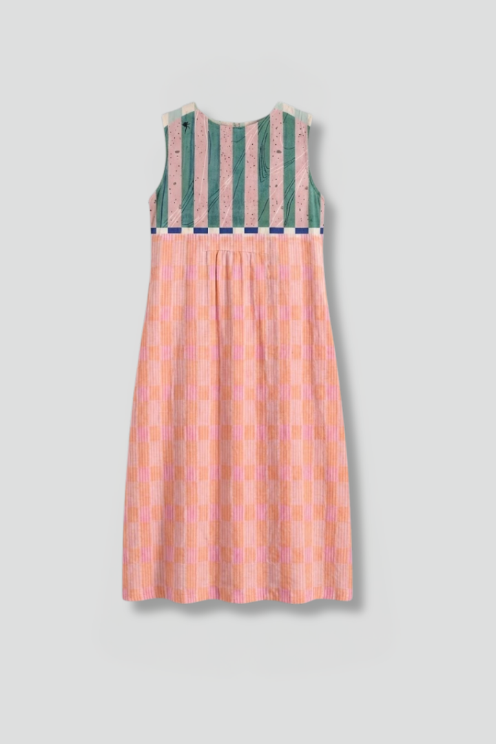 Women’s Midi Dress with Sleeveless Design and Linen Blend