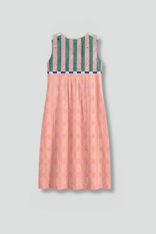 Women’s Midi Dress with Sleeveless Design and Linen Blend