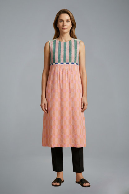 Women’s Midi Dress with Sleeveless Design and Linen Blend