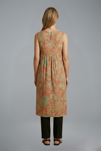 Women’s Midi Dress with Sleeveless Design and Linen Blend