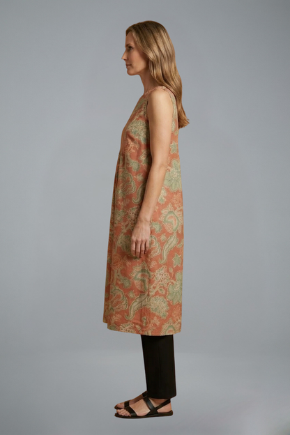 Women’s Midi Dress with Sleeveless Design and Linen Blend