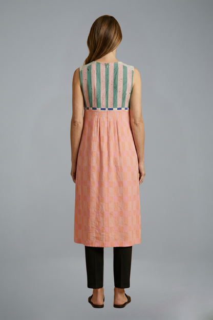 Women’s Midi Dress with Sleeveless Design and Linen Blend