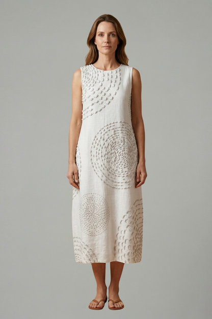 Women’s Midi Dress with Sleeveless Design and Pockets