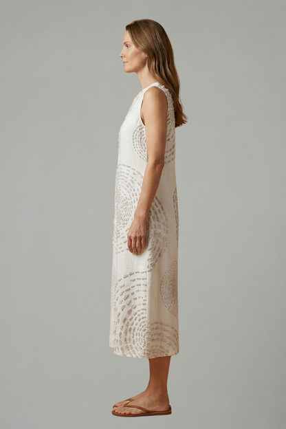 Women’s Midi Dress with Sleeveless Design and Pockets