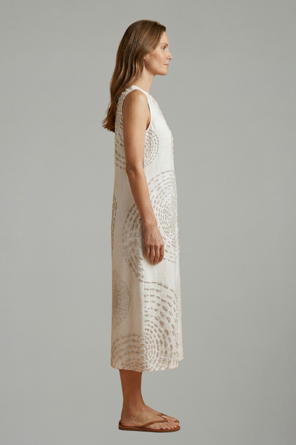 Women’s Midi Dress with Sleeveless Design and Pockets
