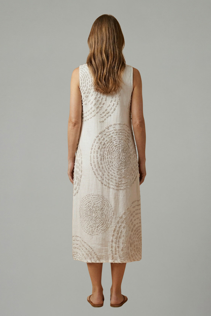 Women’s Midi Dress with Sleeveless Design and Pockets