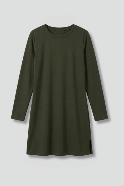 Women’s Mini Dress with Round Neck and Long Sleeves