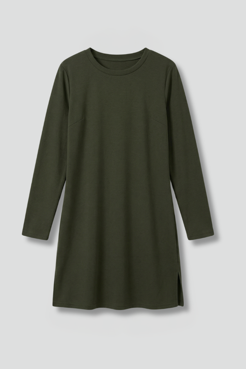 Women’s Mini Dress with Round Neck and Long Sleeves