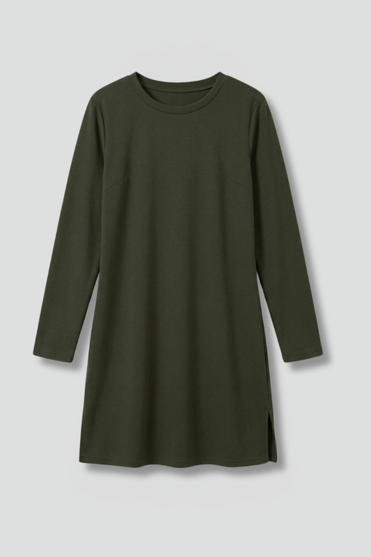 Women’s Mini Dress with Round Neck and Long Sleeves